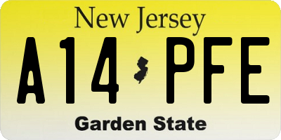 NJ license plate A14PFE