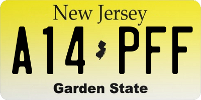 NJ license plate A14PFF