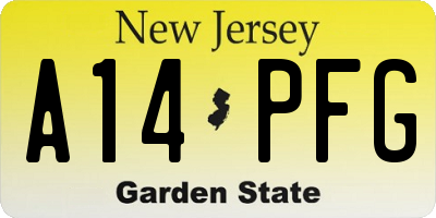 NJ license plate A14PFG