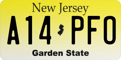 NJ license plate A14PFO