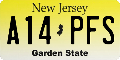 NJ license plate A14PFS