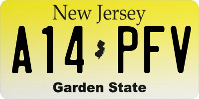 NJ license plate A14PFV