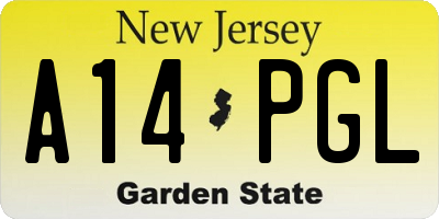 NJ license plate A14PGL