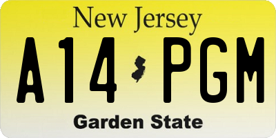 NJ license plate A14PGM