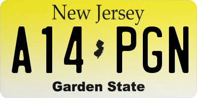 NJ license plate A14PGN