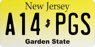 NJ license plate A14PGS