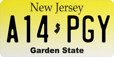 NJ license plate A14PGY