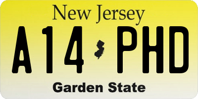 NJ license plate A14PHD