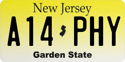 NJ license plate A14PHY