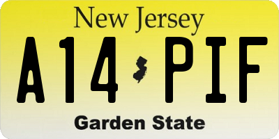 NJ license plate A14PIF