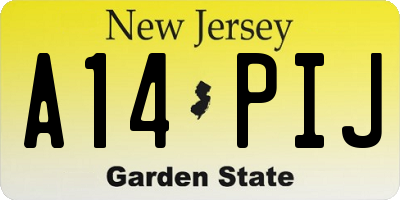 NJ license plate A14PIJ