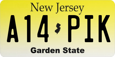 NJ license plate A14PIK