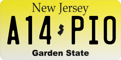 NJ license plate A14PIO
