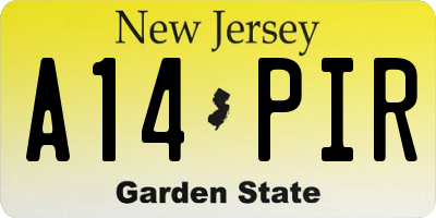 NJ license plate A14PIR