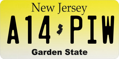 NJ license plate A14PIW