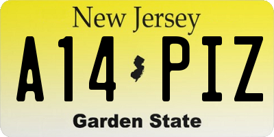 NJ license plate A14PIZ