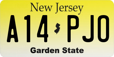 NJ license plate A14PJO