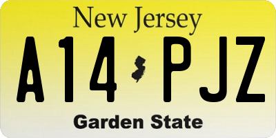 NJ license plate A14PJZ