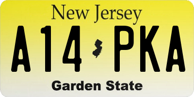 NJ license plate A14PKA