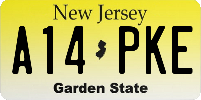 NJ license plate A14PKE