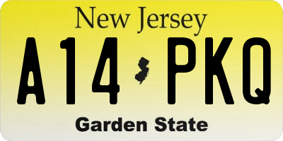 NJ license plate A14PKQ
