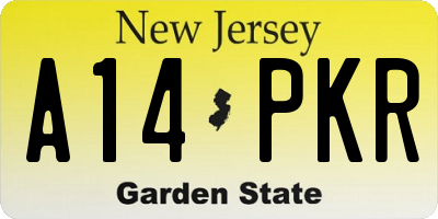 NJ license plate A14PKR