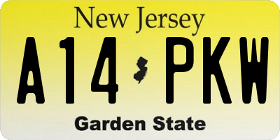 NJ license plate A14PKW