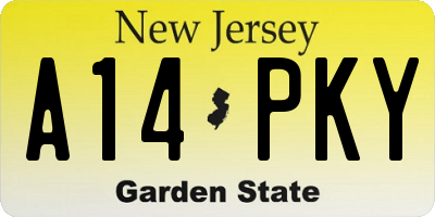 NJ license plate A14PKY