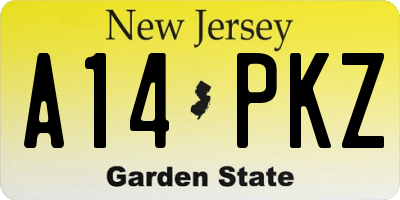 NJ license plate A14PKZ