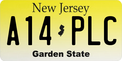 NJ license plate A14PLC
