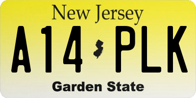 NJ license plate A14PLK