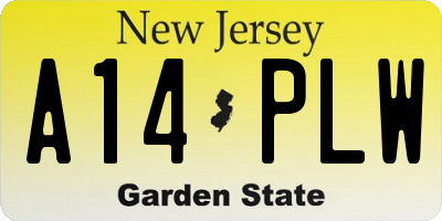 NJ license plate A14PLW