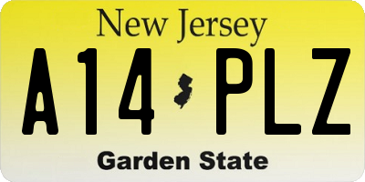 NJ license plate A14PLZ