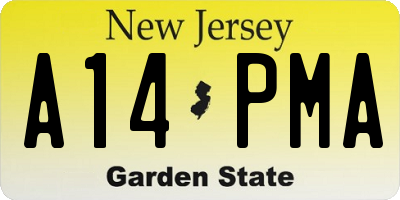 NJ license plate A14PMA