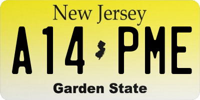 NJ license plate A14PME