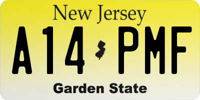 NJ license plate A14PMF