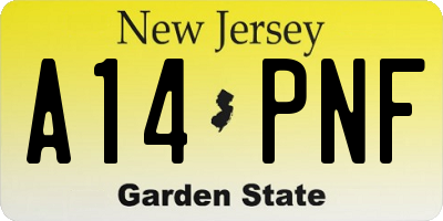 NJ license plate A14PNF