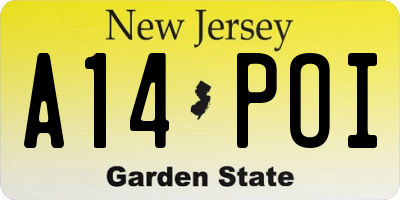 NJ license plate A14POI