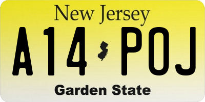 NJ license plate A14POJ
