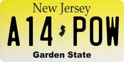 NJ license plate A14POW