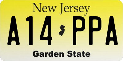 NJ license plate A14PPA