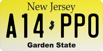 NJ license plate A14PPO