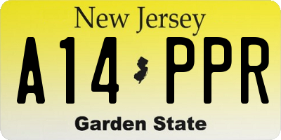 NJ license plate A14PPR