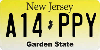 NJ license plate A14PPY