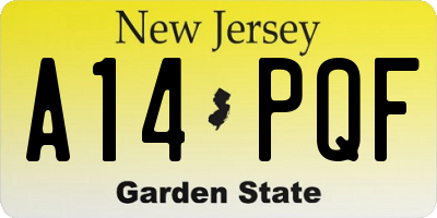 NJ license plate A14PQF