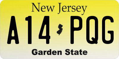 NJ license plate A14PQG