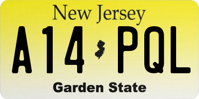 NJ license plate A14PQL