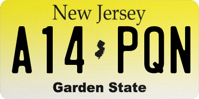 NJ license plate A14PQN