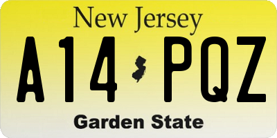 NJ license plate A14PQZ