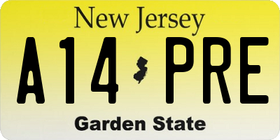 NJ license plate A14PRE